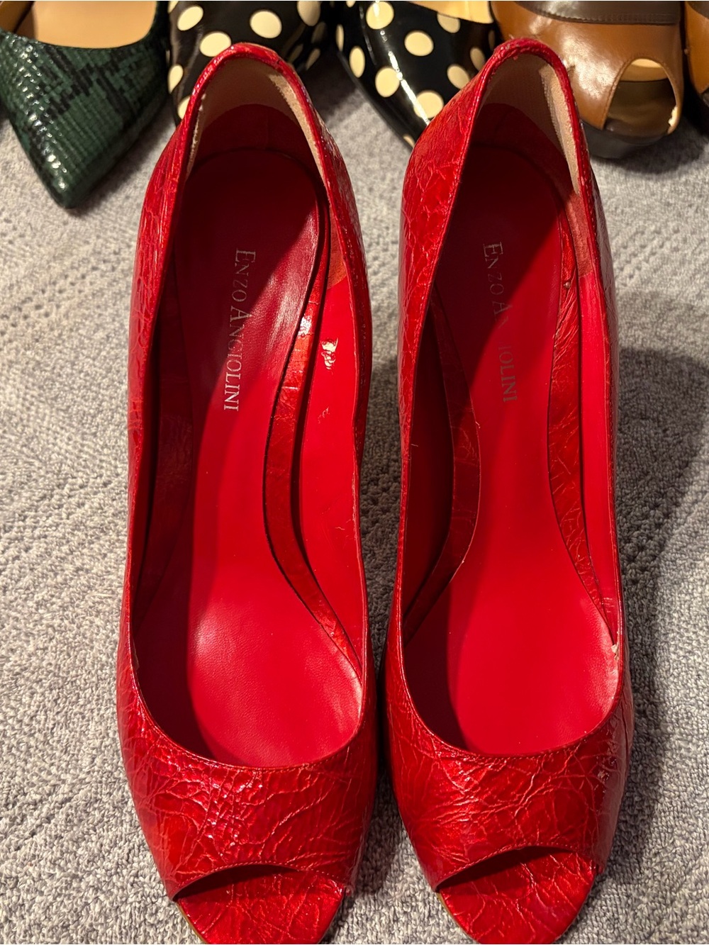 Enzo Angiolini Red Peep-Toe Heels